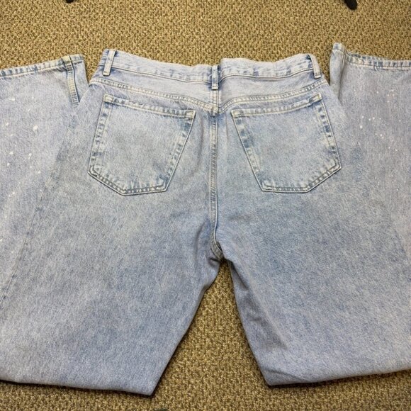 Zara Light Wash Distressed High waisted Straight Leg  Denim Jeans Size 31 - Picture 13 of 15